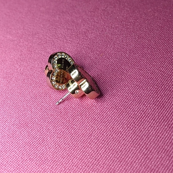 Michael Kors Crystal Heart Studs Earrings Gold Tone - Picture 9 of 11